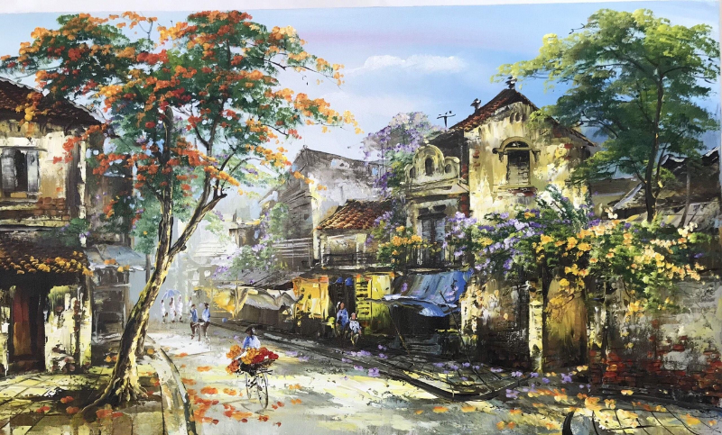 Tranh sơn dầu là lựa chọn lý tưởng để trang trí phòng khách, phòng làm việc mang đậm dấu ấn văn hóa