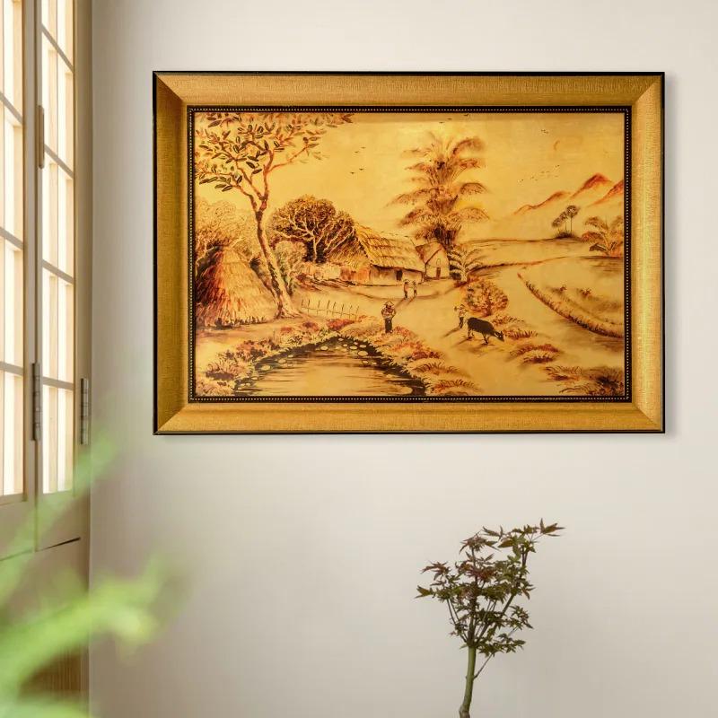Tranh sơn mài dát vàng cao cấp - Nghệ thuật và phong thủy 6 Tranh sơn mài phong cảnh dát vàng, mang lại cảm giác thư thái, hài hòa và điểm nhấn ánh kim tinh tế cho không gian sống.