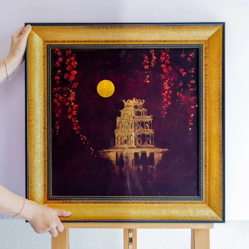 200 + Mẫu tranh sơn mài Hồ Gươm mang giá trị thẩm mỹ cao 5 tranh son mai dat vang ho guom hoa 2