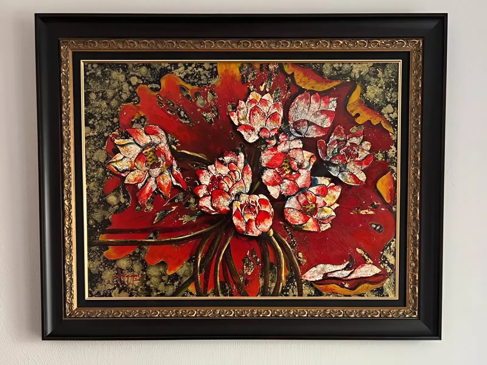 tranh son mai treo phong khach