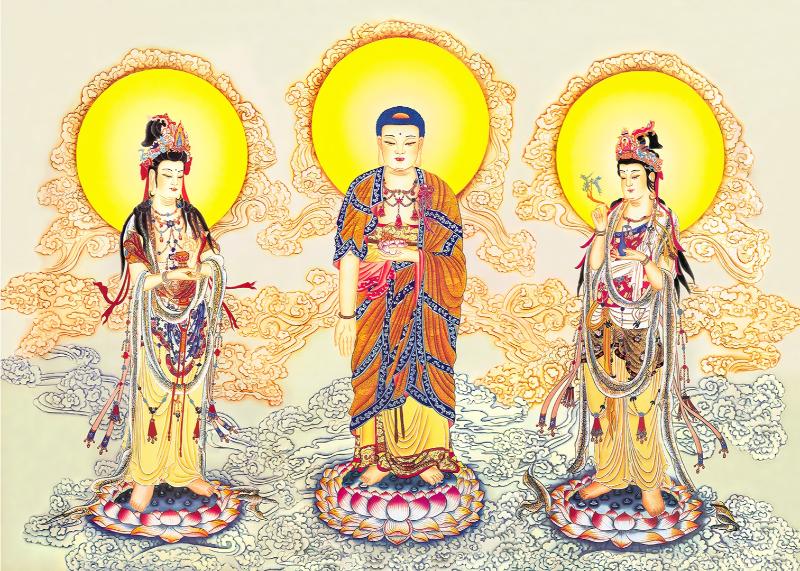 Tranh Tam Thánh với bố cục trang nghiêm và màu sắc hài hòa mang đến cảm giác bình yên, phù hợp với nhiều không gian.