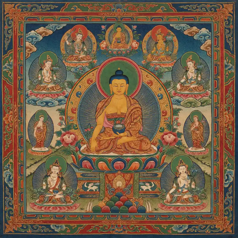 Tranh thờ Tịnh độ viên dung, chư Phật giáng thế