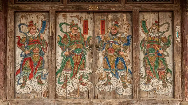 Tranh thờ Tứ Đại Thiên Vương oai nghi trấn giữ, bảo hộ linh thiêng chốn cửa thiền