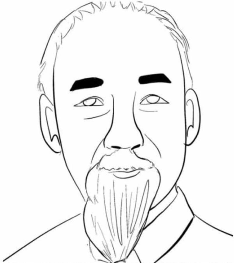 Tranh tô màu Bác Hồ nét to cho bé
