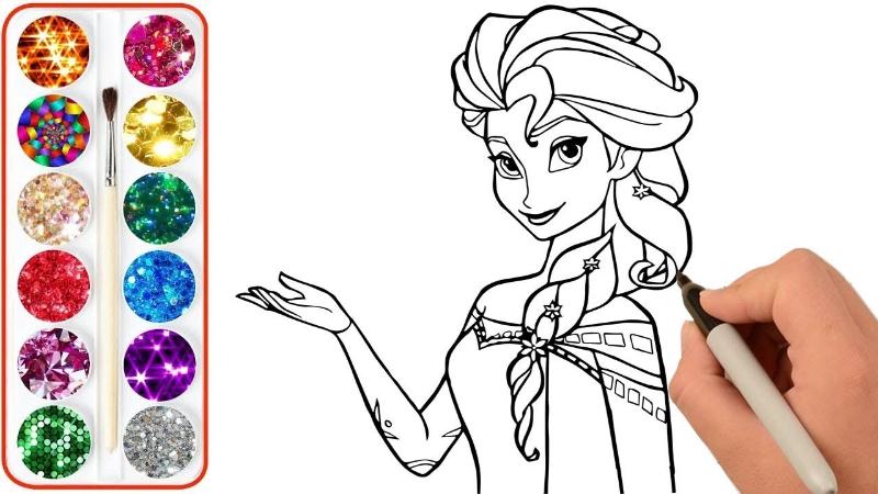 Elsa xinh đẹp chờ đợi bé tạo nên một thế giới sắc màu mới.