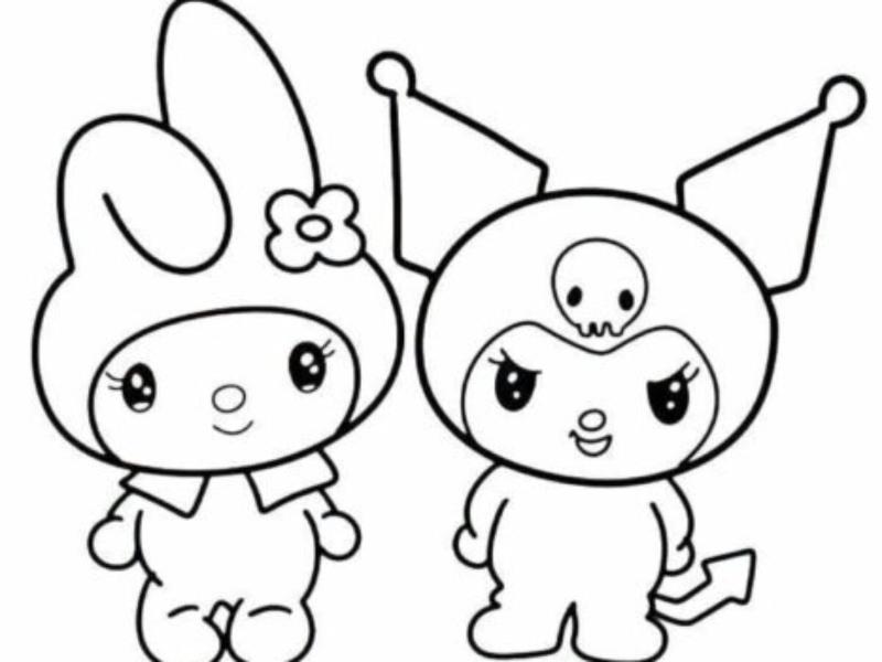 99+ mẫu tranh tô màu Kuromi đẹp, dễ tô, siêu đáng yêu 10 Kuromi và My Melody - Cặp đôi bạn thân nổi tiếng của Sanrio đang chờ bé phối màu thật hài hòa!
