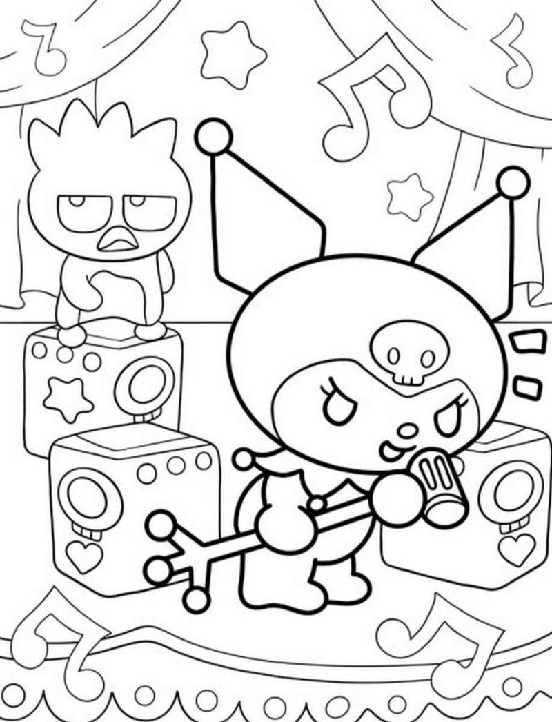 99+ mẫu tranh tô màu Kuromi đẹp, dễ tô, siêu đáng yêu 14 Bữa tiệc âm nhạc của Kuromi: Mẫu tranh này giúp bé phát triển trí tưởng tượng và cảm nhận nhịp điệu qua màu sắc.