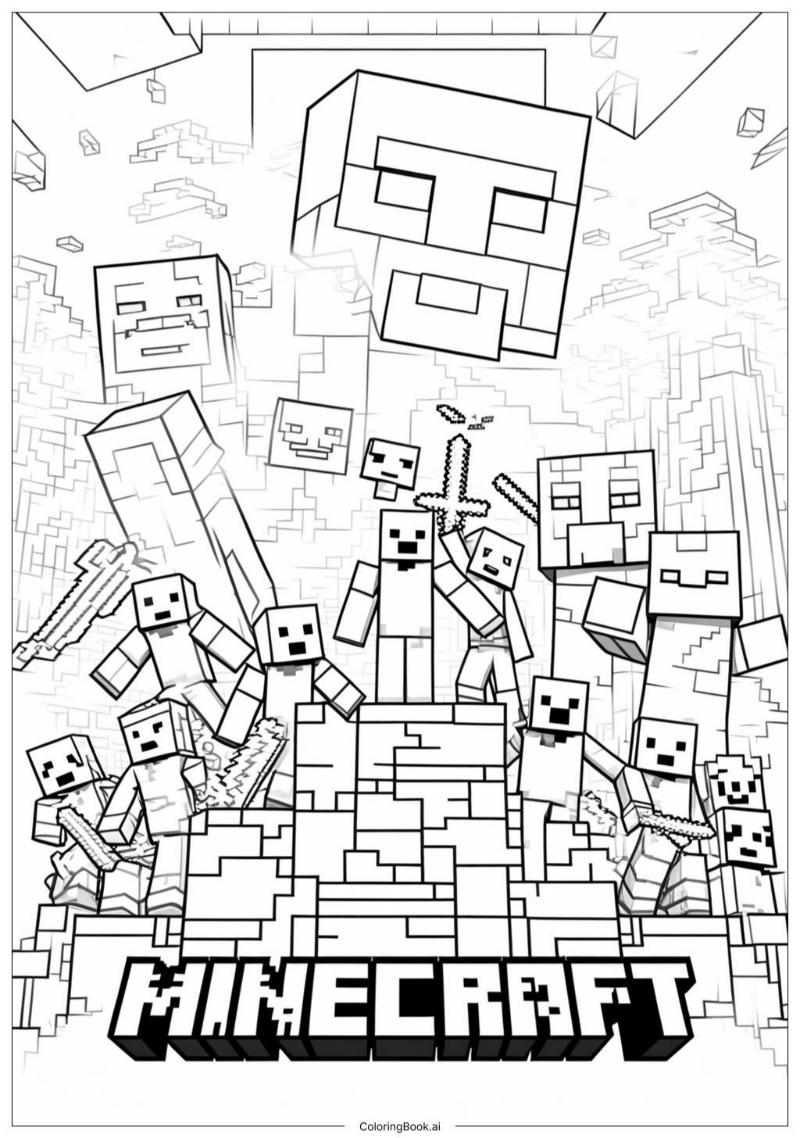 Tranh tô màu Minecraft đẹp cho bé – Bộ sưu tập dễ tải 2 tranh to mau minecraft.1