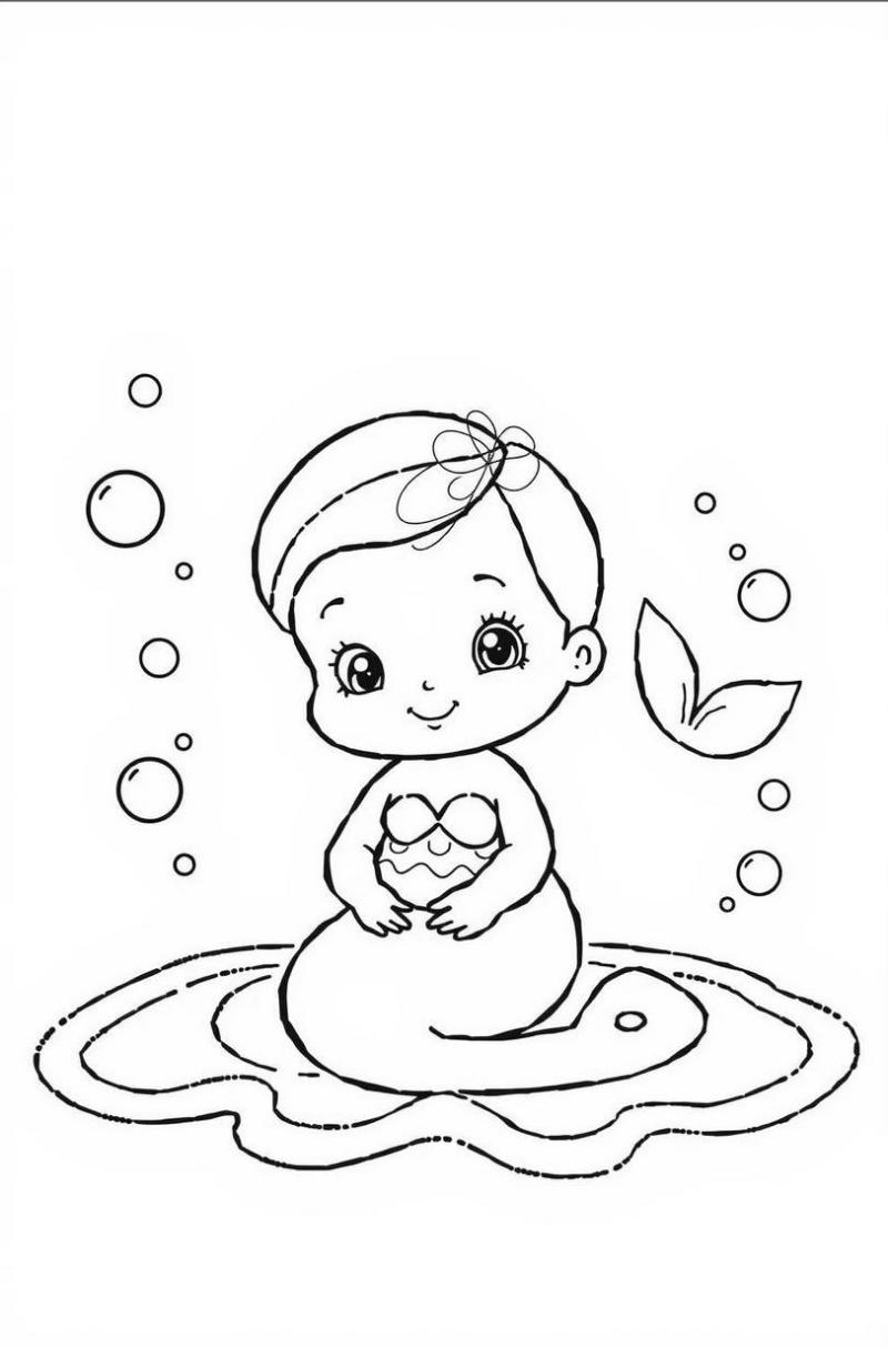 Tranh tô màu nàng tiên cá đẹp,dễ thương cho bé 3 Tranh tô màu nàng tiên cá đơn giản