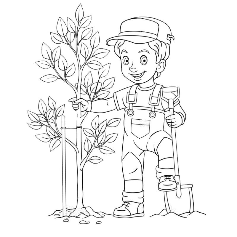 Tranh tô màu nông trại giúp bé khám phá thế giới thiên nhiên 11 Hình ảnh người nông dân gieo trồng, nuôi dưỡng tình yêu cây cối và thiên nhiên.