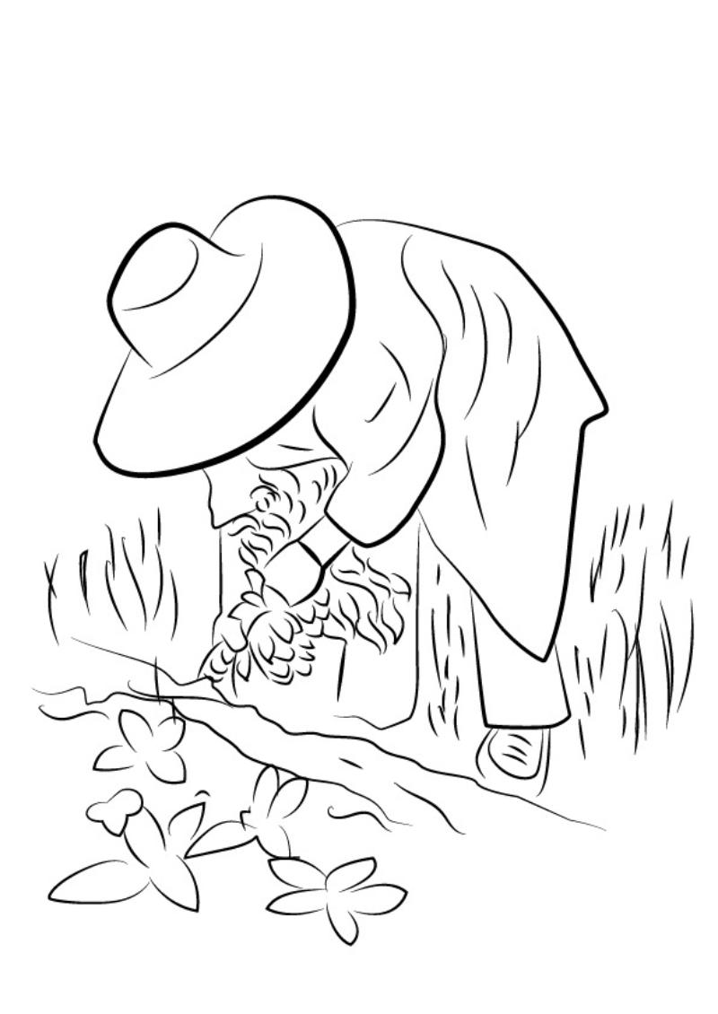 Tranh tô màu nông trại giúp bé khám phá thế giới thiên nhiên 15 Hình ảnh người nông dân đang thu hoạch rau, củ.