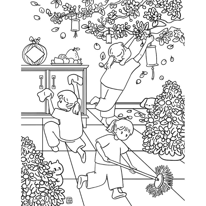 tranh to mau quet don ngay tet