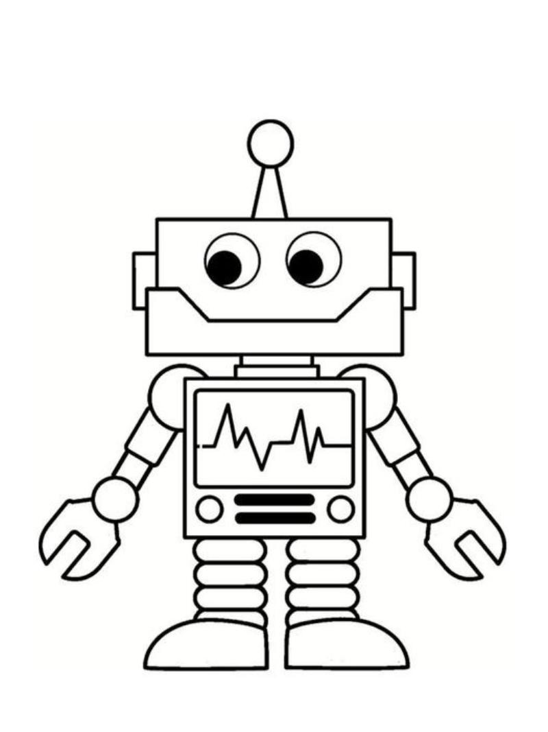 Tranh tô màu robot đẹp ngầu – Tải miễn phí 299+ mẫu mới 11 Hình vẽ robot cổ điển cấu tạo từ các khối vuông và chữ nhật, giúp bé mầm non nhận biết hình học