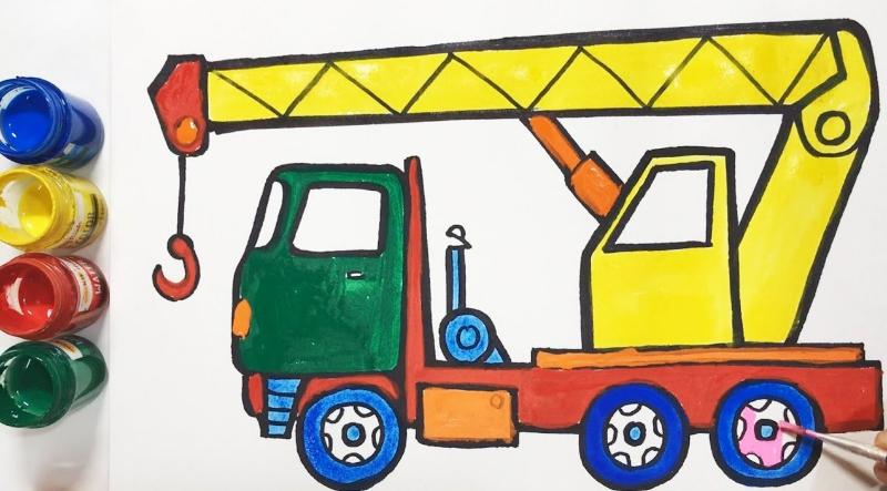 500 + Mẫu tranh tô màu xe cẩu cho bé đẹp và sáng tạo 2 Tranh tô màu xe cẩu
