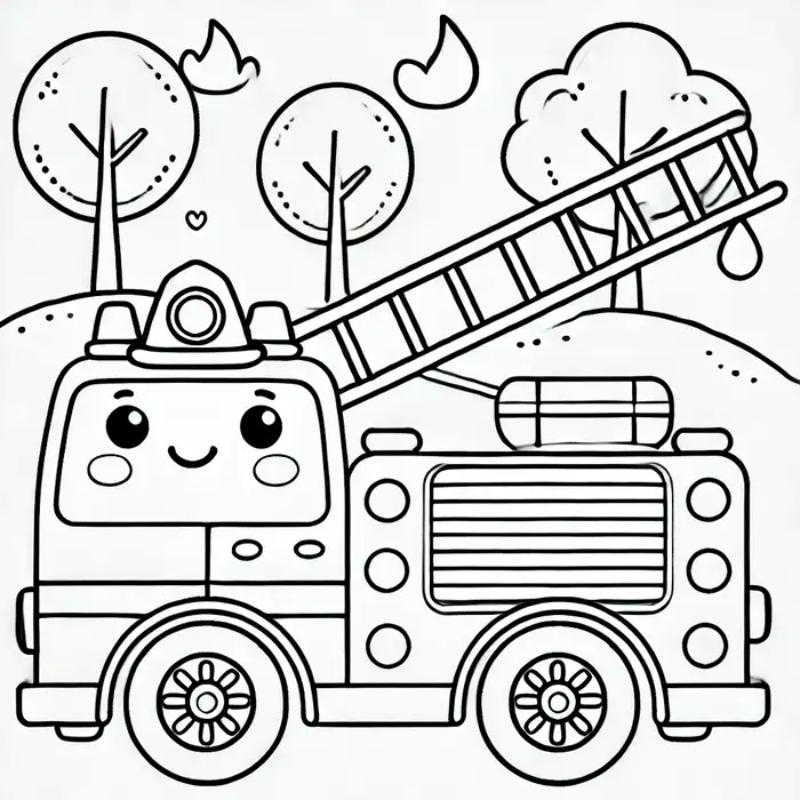 Tô màu xe cứu hỏa – Tranh đẹp, dễ in giúp bé học mà chơi 9 tranh to mau xe cuu hoa 03