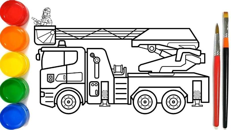 Tô màu xe cứu hỏa – Tranh đẹp, dễ in giúp bé học mà chơi 2 tranh to mau xe cuu hoa 1 1