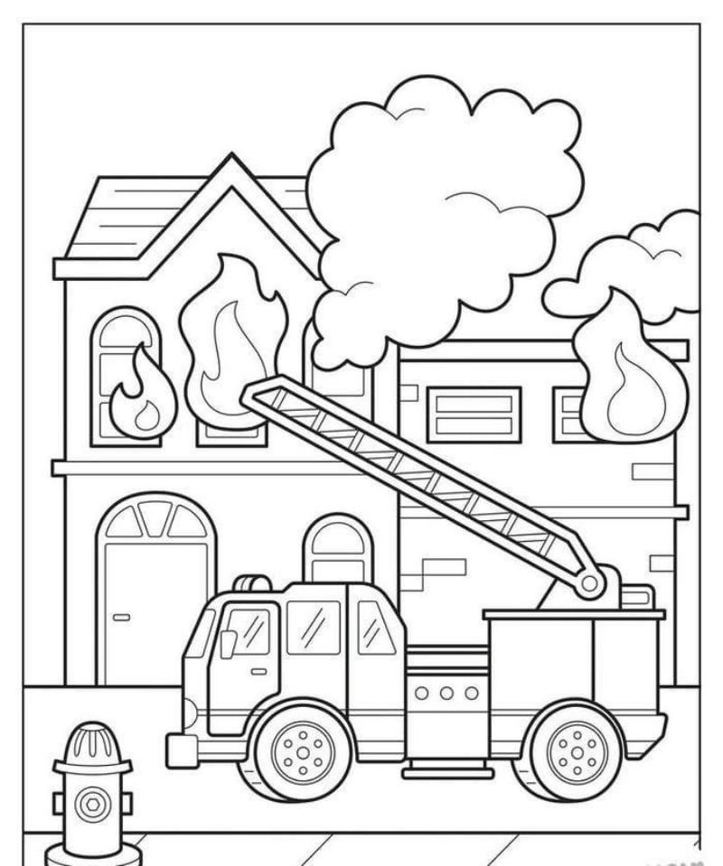 Tô màu xe cứu hỏa – Tranh đẹp, dễ in giúp bé học mà chơi 14 tranh to mau xe cuu hoa 6
