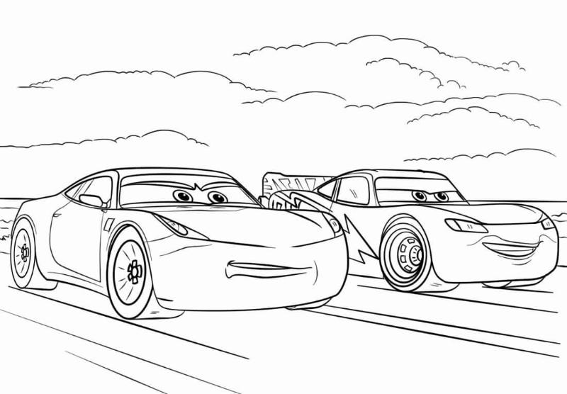99+ Bộ tranh xe đua siêu tốc đẹp, rõ nét, dễ tải cho bé 13 Cặp đôi xe đua hoạt hình trên đường đua, giúp bé luyện khả năng phối màu để tạo ra bức tranh sống động và có chiều sâu.