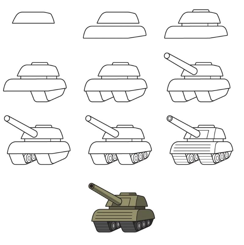 299+ Mẫu tranh tô màu xe tăng đẹp cho bé, tải miễn phí 4 Các bước đơn giản hướng dẫn bé vẽ và tô màu xe tăng cơ bản theo phong cách hoạt hình