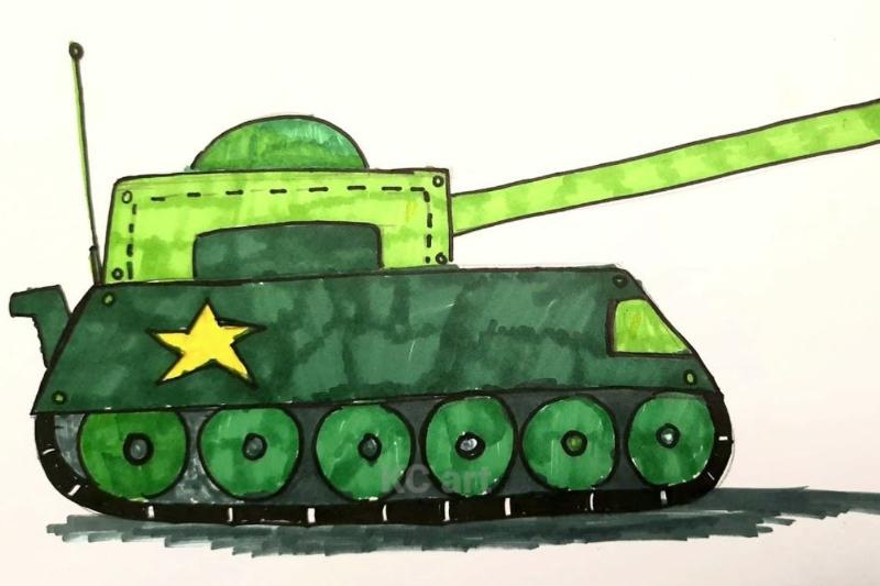 299+ Mẫu tranh tô màu xe tăng đẹp cho bé, tải miễn phí 8 Mẫu xe tăng đơn giản, dùng màu xanh lá sẫm để rèn luyện kỹ năng tô bóng và độ đậm nhạt