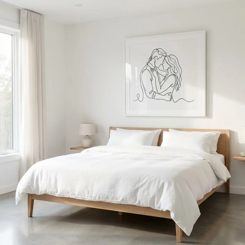 Tranh treo phòng ngủ phong cách line art tối giản dạt dào cảm xúc lứa đôi