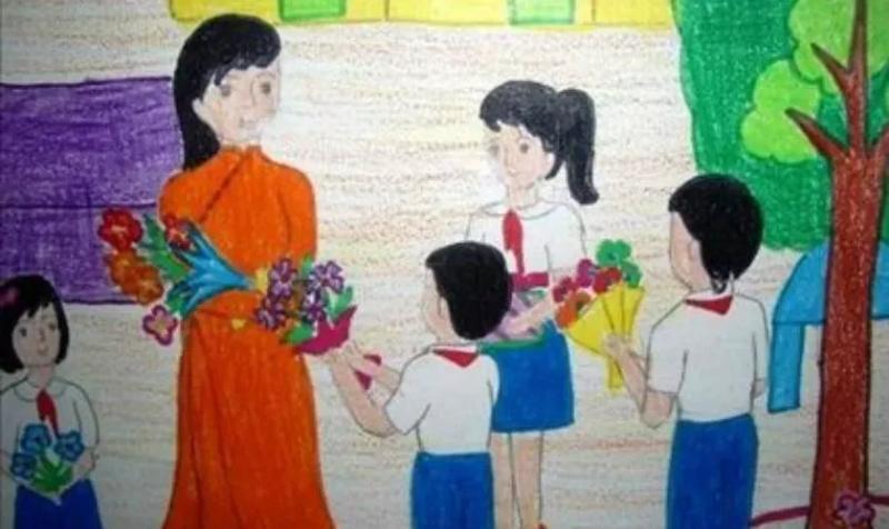 Vẽ tranh 8/3 đẹp và ý nghĩa dành tặng mẹ và cô giáo 16 Khoảnh khắc cô trò gắn bó, thể hiện sự biết ơn của học sinh dành cho cô giáo