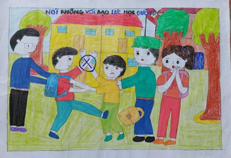 tranh ve bao luc hoc duong 4