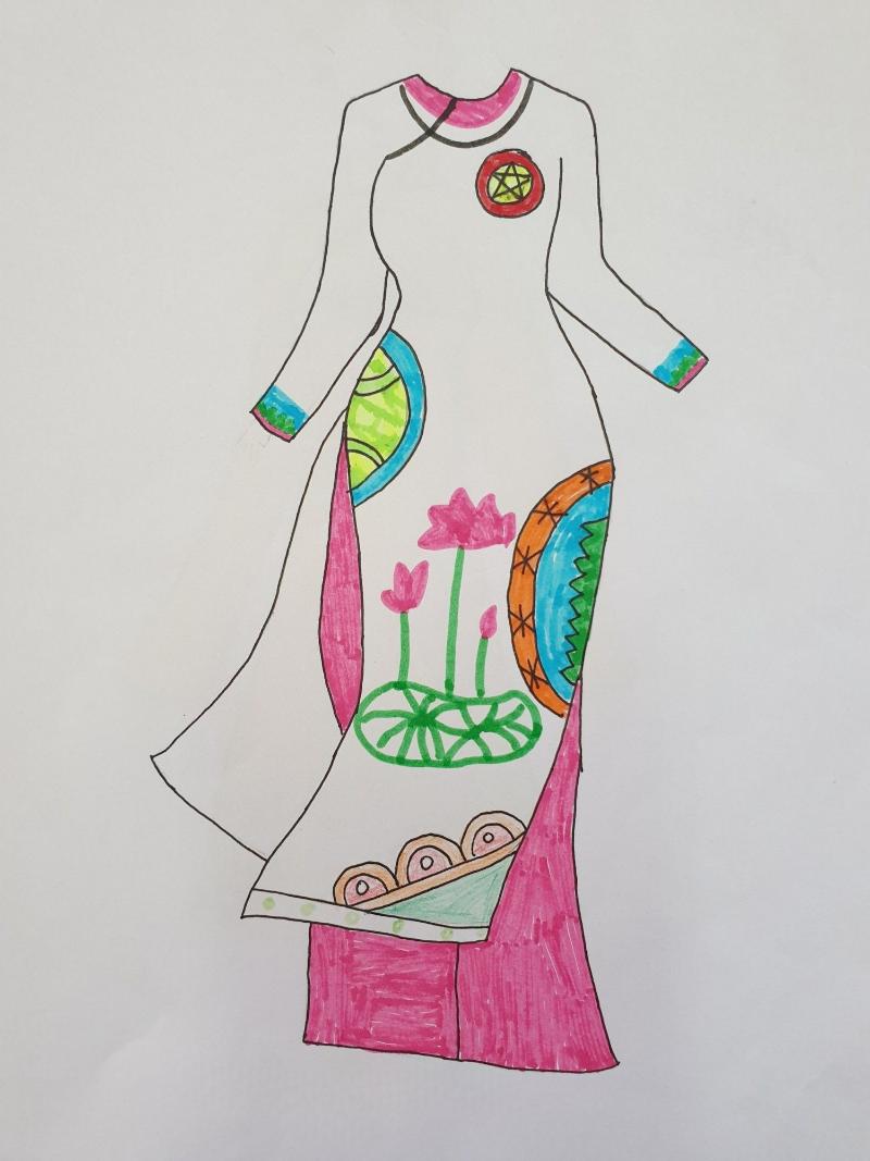 Vẽ áo dài phối màu