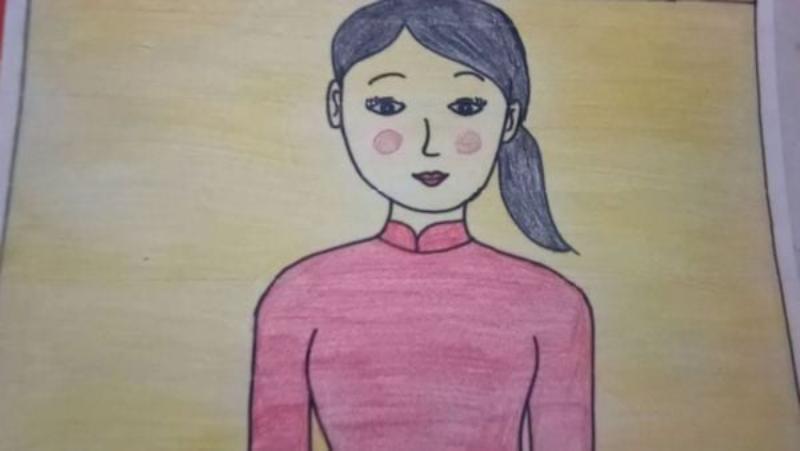 Vẽ chân dung cô giáo đơn giản đẹp và ý nghĩa cho bé 7 ve chan dung co giao 3