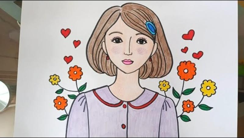 Hướng dẫn vẽ chân dung mẹ đơn giản và chi tiết nhất 16 ve chan dung me 3