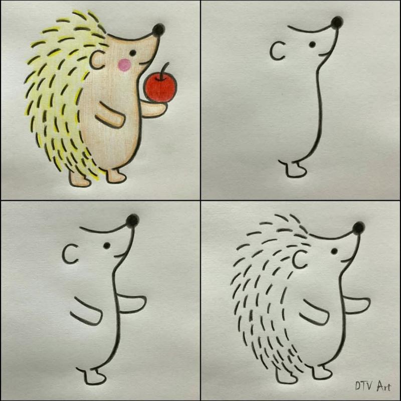 Vẽ con vật đơn giản: 30 mẫu dễ thương cho bé tập vẽ tại nhà 50 Vẽ con nhím đơn giản