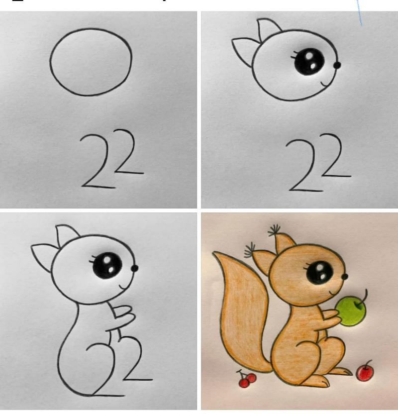 Vẽ con vật đơn giản: 30 mẫu dễ thương cho bé tập vẽ tại nhà 53 Vẽ con sóc đơn giản