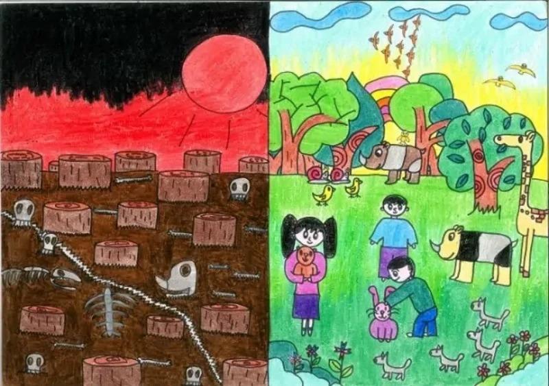 Vẽ tranh bảo vệ động vật hoang dã ý nghĩa và truyền cảm hứng 2 Hãy lựa chọn giữa một thế giới chết chóc do phá rừng hay một môi trường sống xanh tươi cho muôn loài