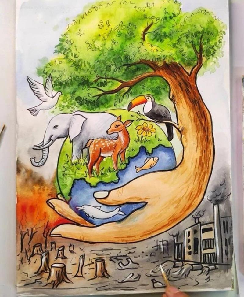 Vẽ tranh bảo vệ động vật hoang dã ý nghĩa và truyền cảm hứng 5 Nâng niu sự sống, bảo vệ thiên nhiên chính là bảo vệ chính chúng ta.