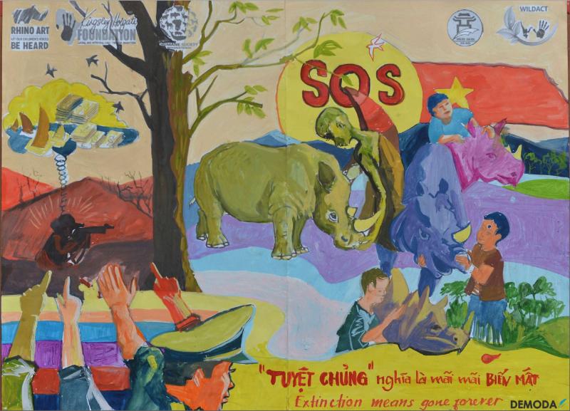 Vẽ tranh bảo vệ động vật hoang dã ý nghĩa và truyền cảm hứng 6 Đừng để sự tuyệt chủng trở thành mãi mãi - Hãy hành động cứu lấy tê giác và động vật hoang dã ngay hôm nay.