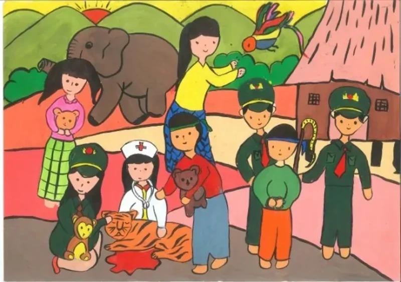 Vẽ tranh bảo vệ động vật hoang dã ý nghĩa và truyền cảm hứng 7 Mọi người cùng chung tay, bảo vệ và yêu thương các loài vật quý hiếm.