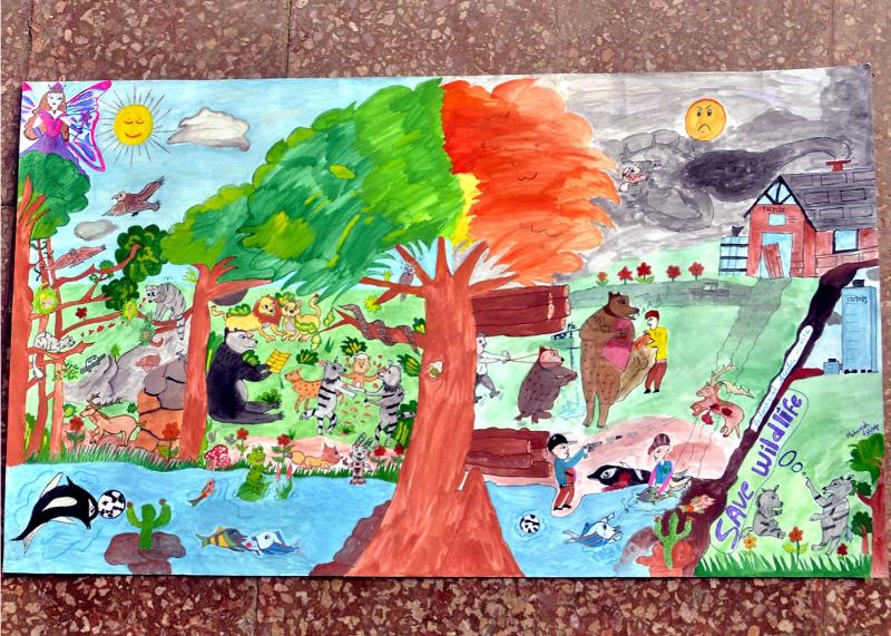 Vẽ tranh bảo vệ động vật hoang dã ý nghĩa và truyền cảm hứng 10 Hãy dừng lại trước khi quá muộn, đừng để voi và các loài vật khác trở thành nạn nhân của sự săn bắt.