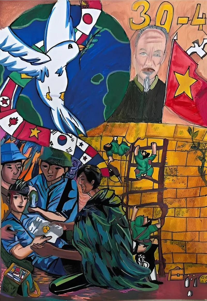 Hướng dẫn vẽ tranh chiến thắng Điện Biên Phủ đơn giản, đẹp nhất 7 ve tranh chien thang dien bien phu 11