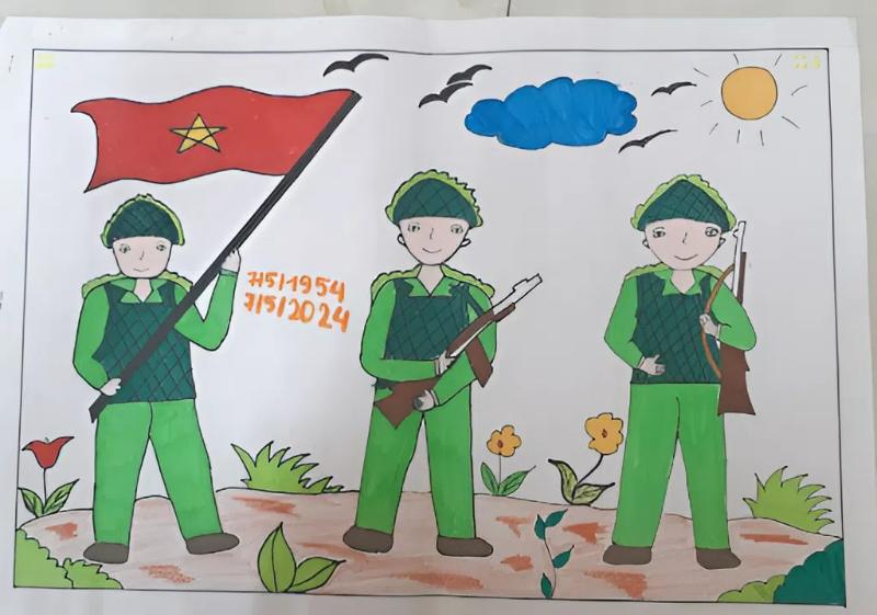 Hướng dẫn vẽ tranh chiến thắng Điện Biên Phủ đơn giản, đẹp nhất 20 ve tranh chien thang dien bien phu 21