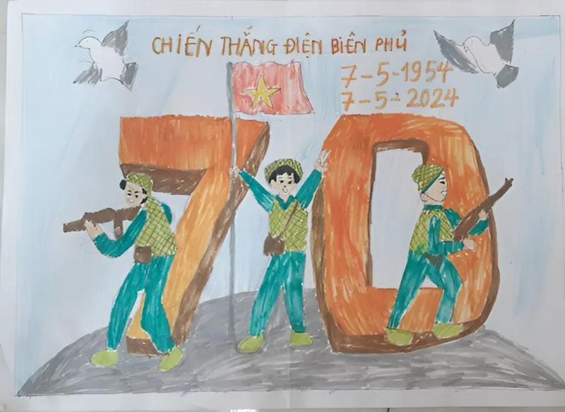 Hướng dẫn vẽ tranh chiến thắng Điện Biên Phủ đơn giản, đẹp nhất 18 ve tranh chien thang dien bien phu 24