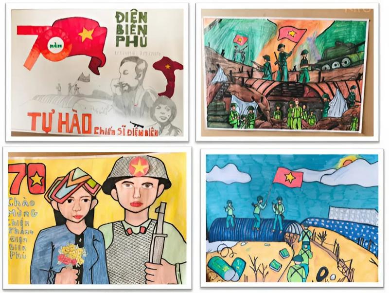 Hướng dẫn vẽ tranh chiến thắng Điện Biên Phủ đơn giản, đẹp nhất 16 ve tranh chien thang dien bien phu 30