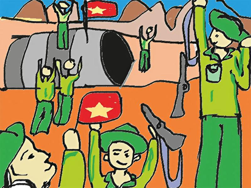 Hướng dẫn vẽ tranh chiến thắng Điện Biên Phủ đơn giản, đẹp nhất 11 ve tranh chien thang dien bien phu 31