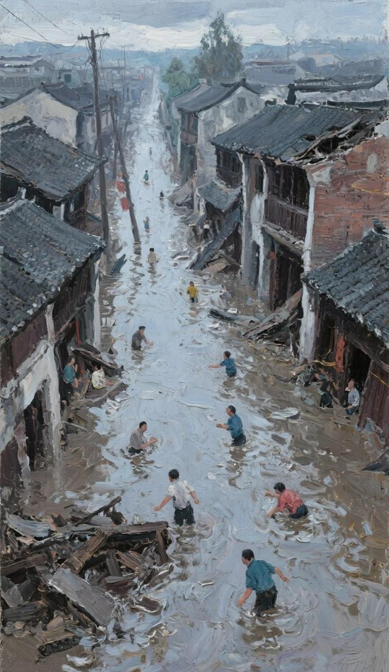 Vẽ tranh phòng chống thiên tai và thông điệp tuyên truyền 16 ve tranh de tai lu lut 3