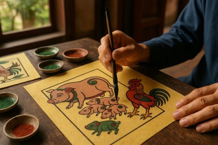 Hướng dẫn vẽ tranh Đông Hồ