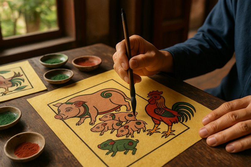 Hướng dẫn vẽ tranh Đông Hồ đơn giản mà độc đáo 1 Hướng dẫn vẽ tranh Đông Hồ