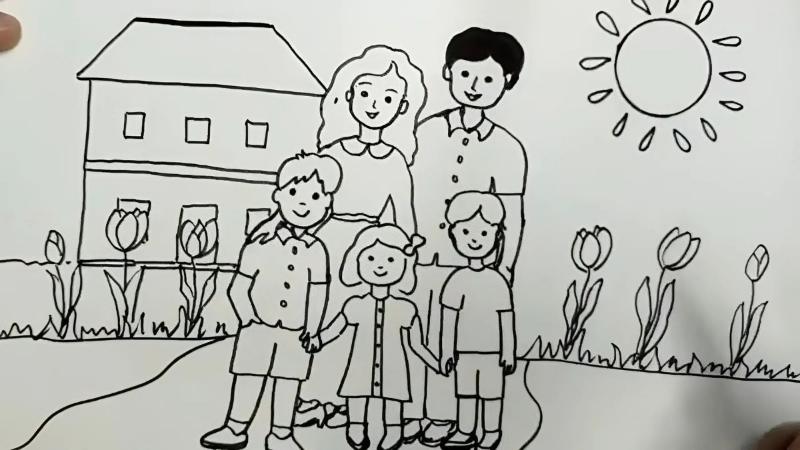 Vẽ tranh gia đình kết hợp với phong cảnh