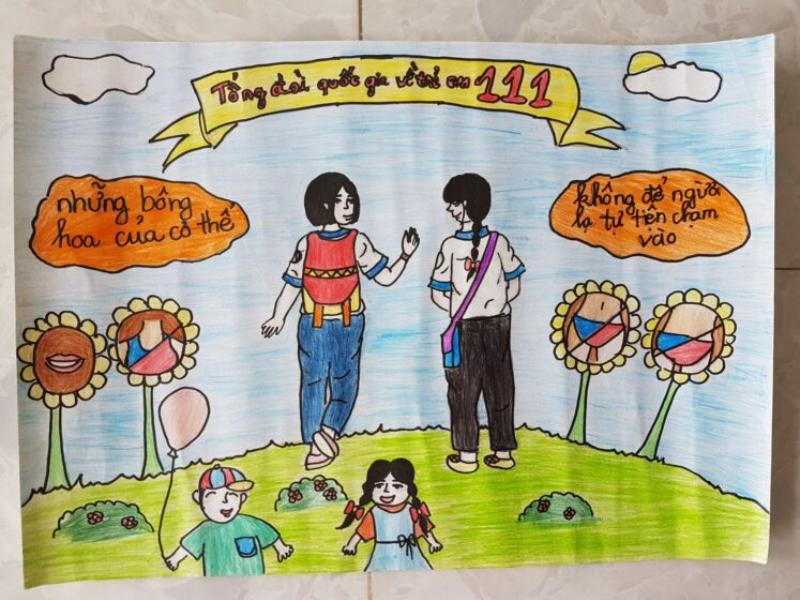 ve tranh phong chong xam hai tre em dep