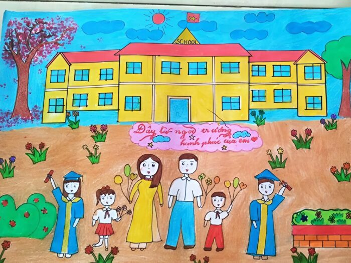 vẽ tranh trường học