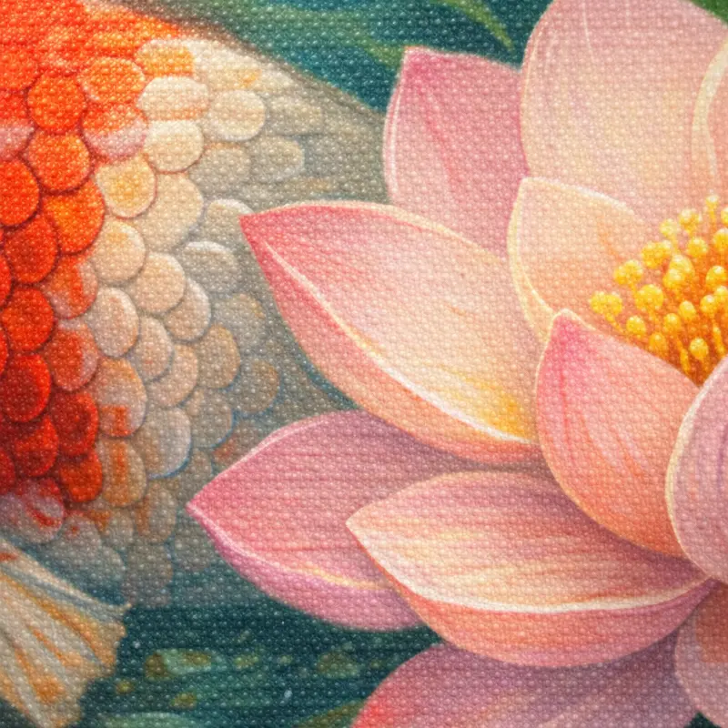 Tranh Cửu Ngư Quần Hội là gì? bảng giá cách chọn và treo 7 Cận cảnh bề mặt vảy cá và hoa sen