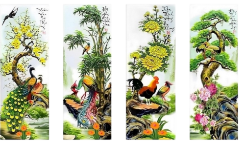 Tranh Tùng Cúc Trúc Mai Phiên Bản Mới